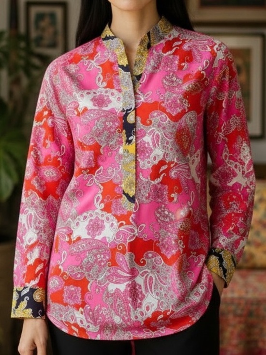 J. Crew Tops - J. Crew Band Collar Cotton Poplin Popover Tunic in Vintage Paisley